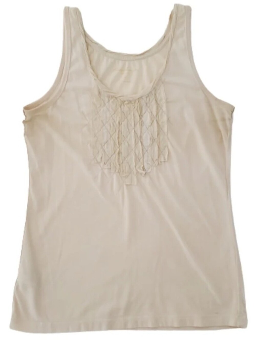 Eddie Bauer Decorative Cream Tank Top Sleeveless Blouse Tank Top